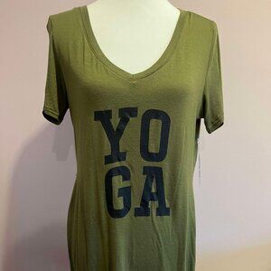 Cascade Blue Yoga Shirt Medium High Low Side Slit New with Tags Army Green Olive